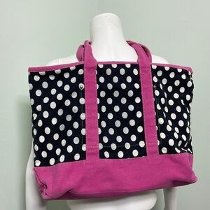 J. Crew Black Polkadot Canvas Tote